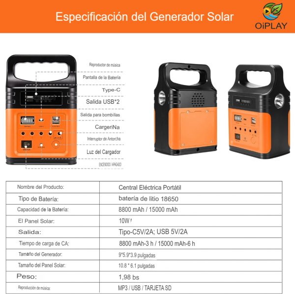 Generador Portátil Solar 15.000mAh ⚡🏕️ - Imagen 4