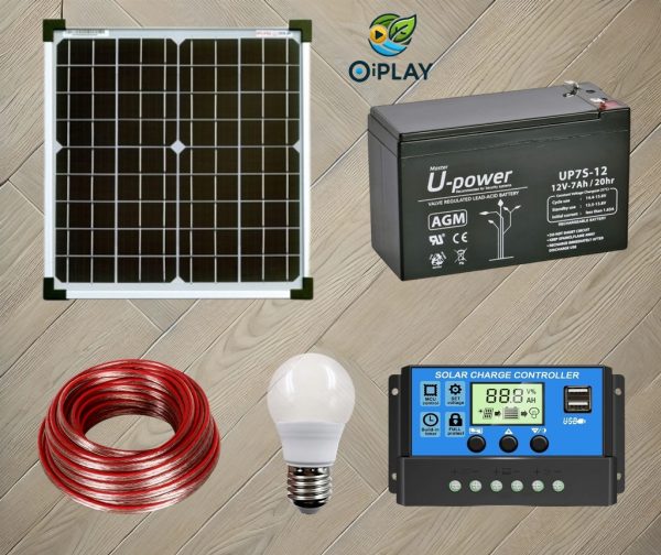 Kit Solar Completo 12V 25W con Batería y Panel Solar ☀️🔌