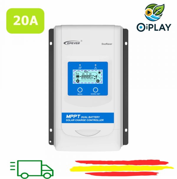 Regulador Solar MPPT 20A 12V/24V Batería Dual ☀️🔌🔋