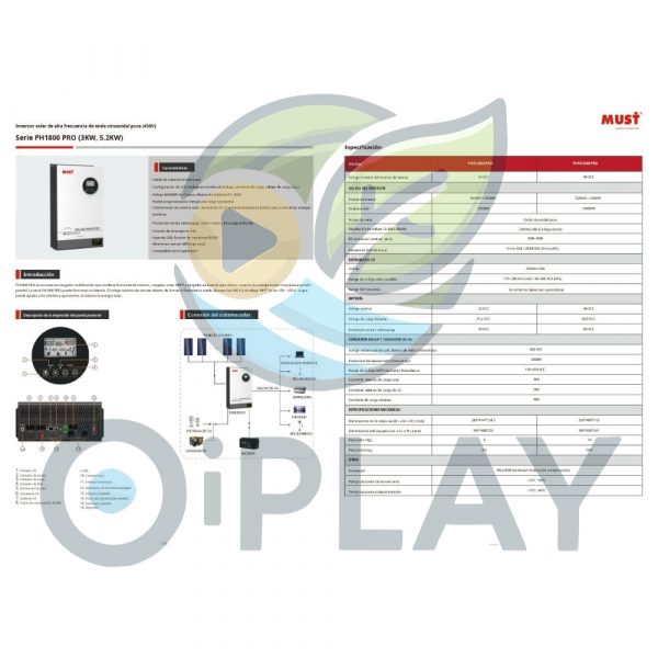 Inversor Must 5.2KW 48V MPPT 80A - Imagen 3