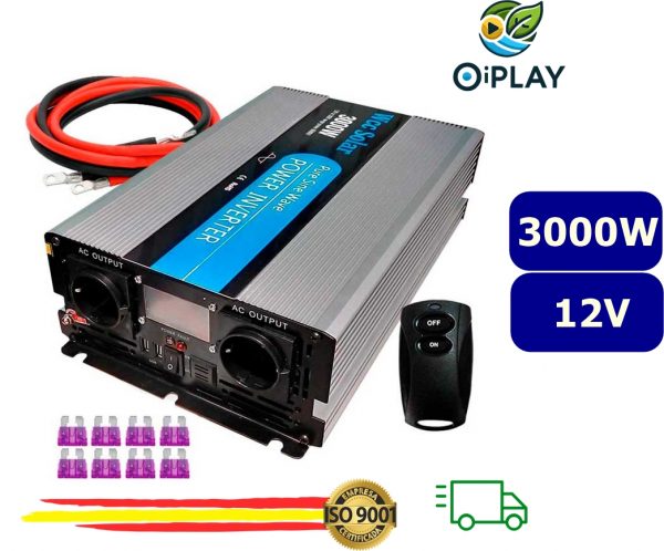 Inversor Solar JYP 3000W 12V Onda Pura con LCD ⚡☀️