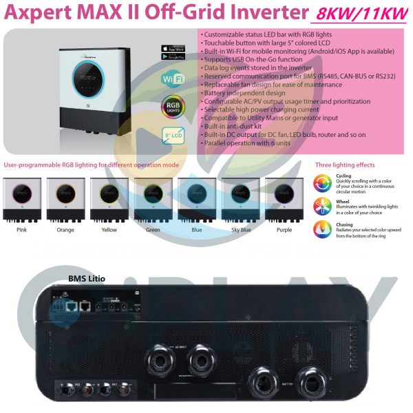Inversor Axpert Max II 8KW 48V MPPT 150A Voltronic ⚡☀️ - Imagen 2