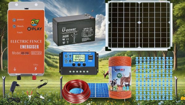 🐑🔋 Kit Pastor Eléctrico Solar 12V con Cable, Aisladores y Batería ☀️⚡