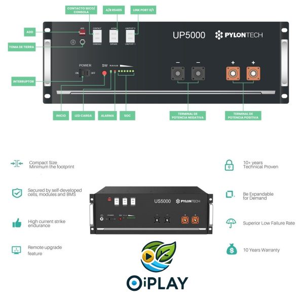 🔋 Batería Litio Pylontech US5000 4.8kWh 48V ⚡☀️ - Imagen 4