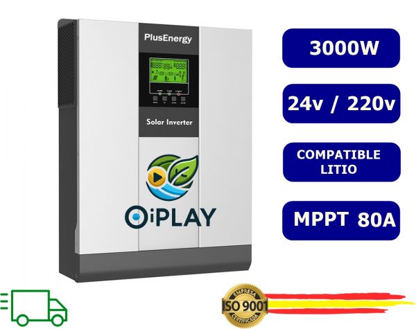 🔌 Inversor Must 3KW 24V MPPT 80A 🔋🌞